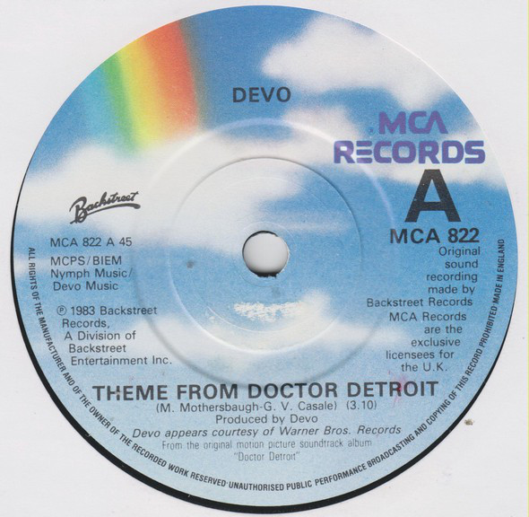 Devo Theme From Doctor Detroit 7" Vinyl Single 45 Record