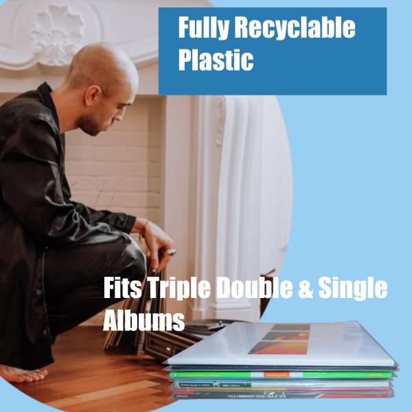 25 12" Inch Vinyl Album LP 450 Gauge Outer Plastic Polythene Record Sleeves-17705