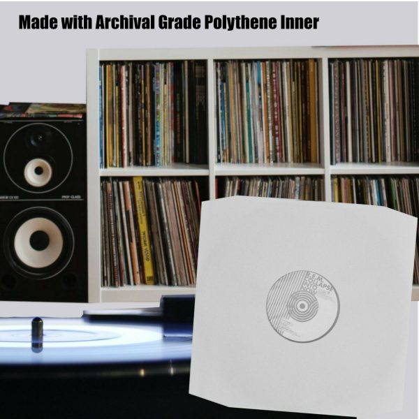100 12" Inch White Paper Polylined Inner LP Anti-Static Record Sleeves-18405