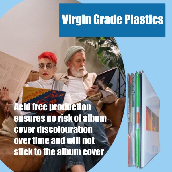 1000 12" Inch 450 Gauge Outer Plastic Record Sleeves - Image 2