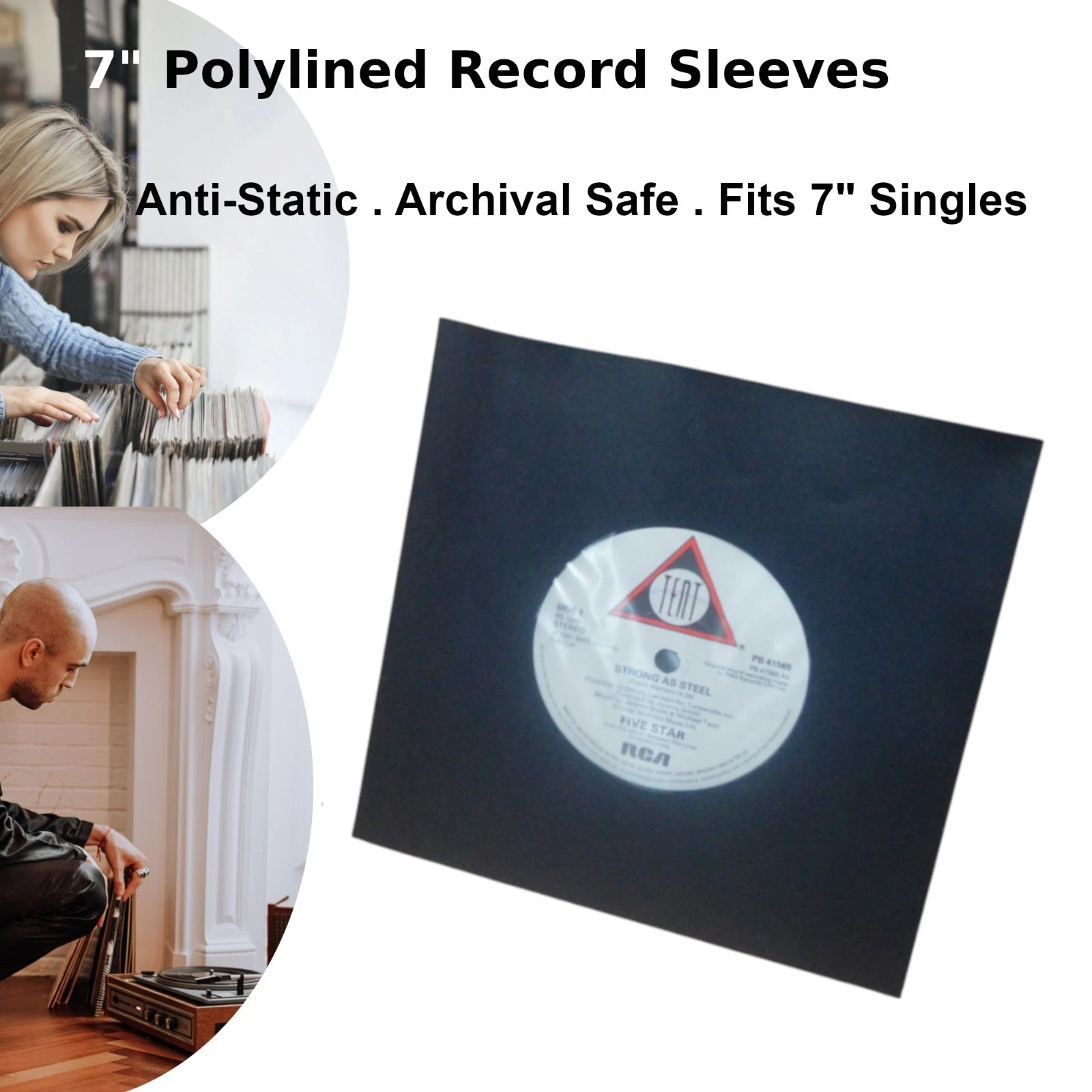 25 7" Inch Black Polylined Anti-Static Record Sleeves - Image 4